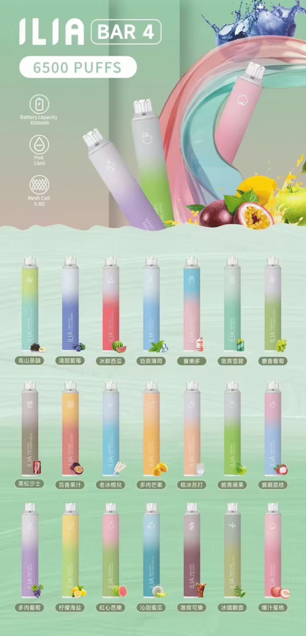 微信图片_20240502231342.png ILIA哩啞四代拋棄式6500口✨可充電 ✨抛棄式銷量TOP1 ✨進店必點產品【有掃碼抽獎】