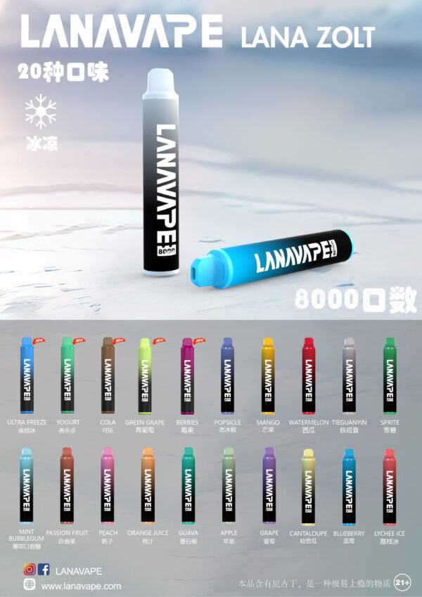 LANA ZOLT抛棄式8000口一次性✨可充電🔋超大容量👍時尚單品🔥活動