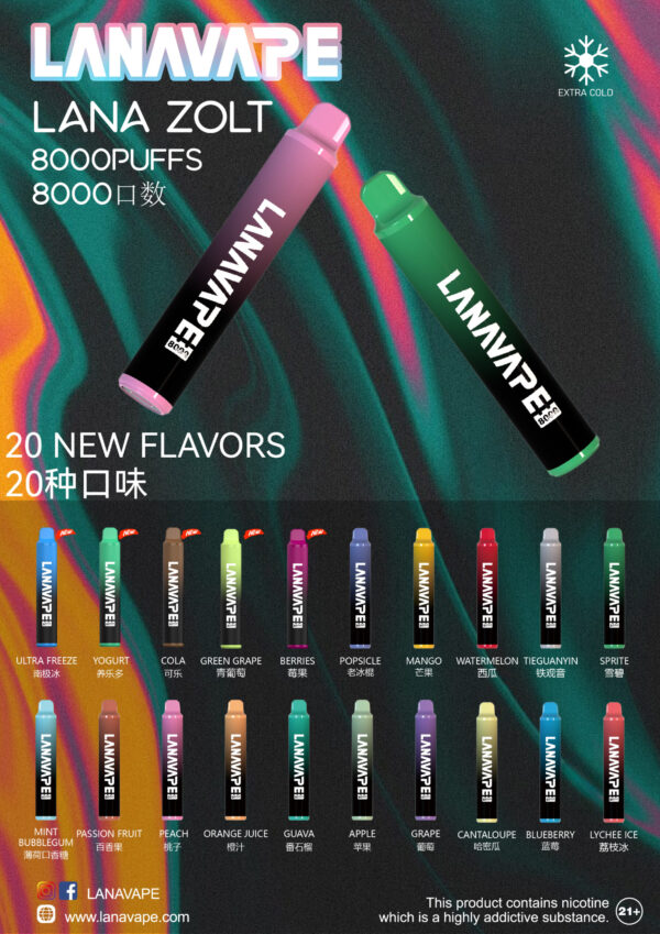LANA ZOLT抛棄式8000口一次性✨可充電🔋超大容量👍時尚單品🔥活動